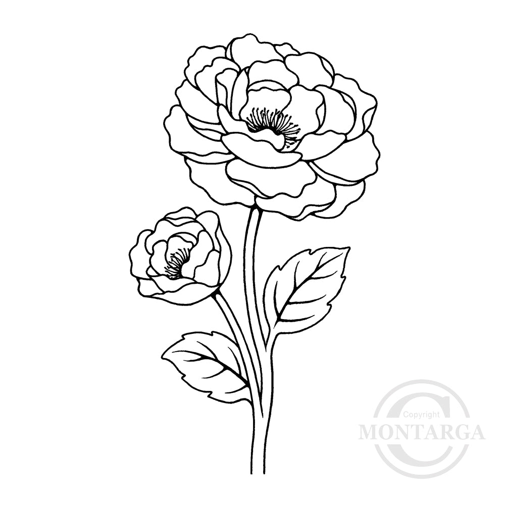 3448 GG - Old Fashioned Rose Rubber Stamp