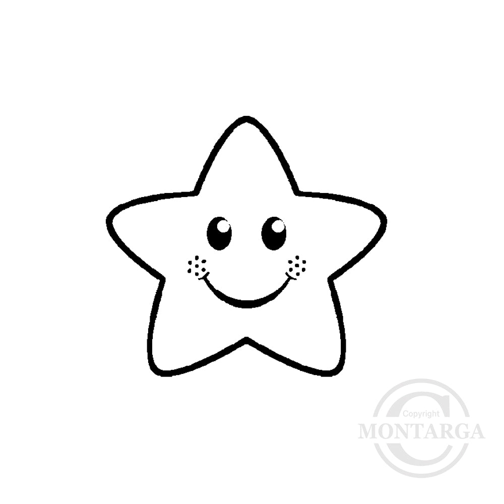 3452 A - Smiling Star Rubber Stamp