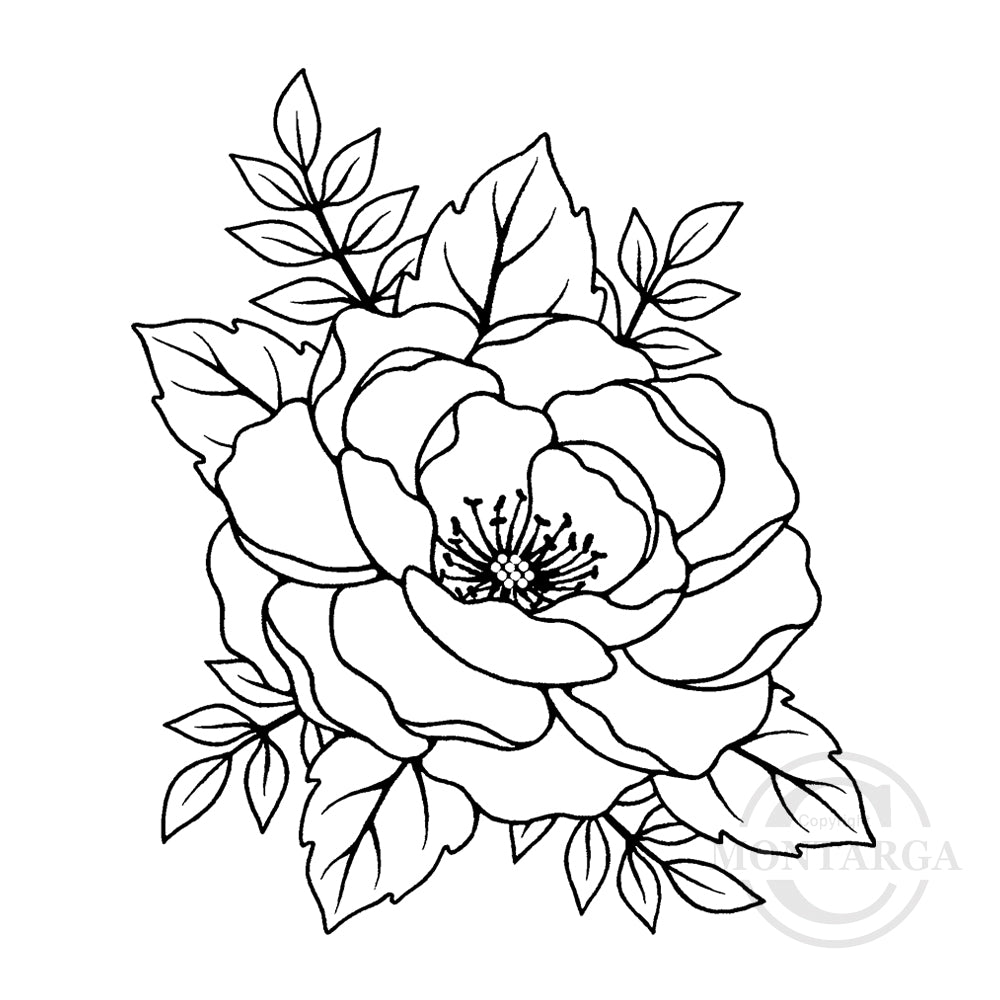 3456 G - Corner Flower Head Rubber Stamp