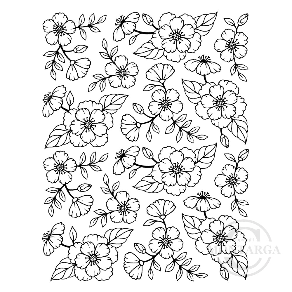 3459 I or L - Flower Background Rubber Stamp