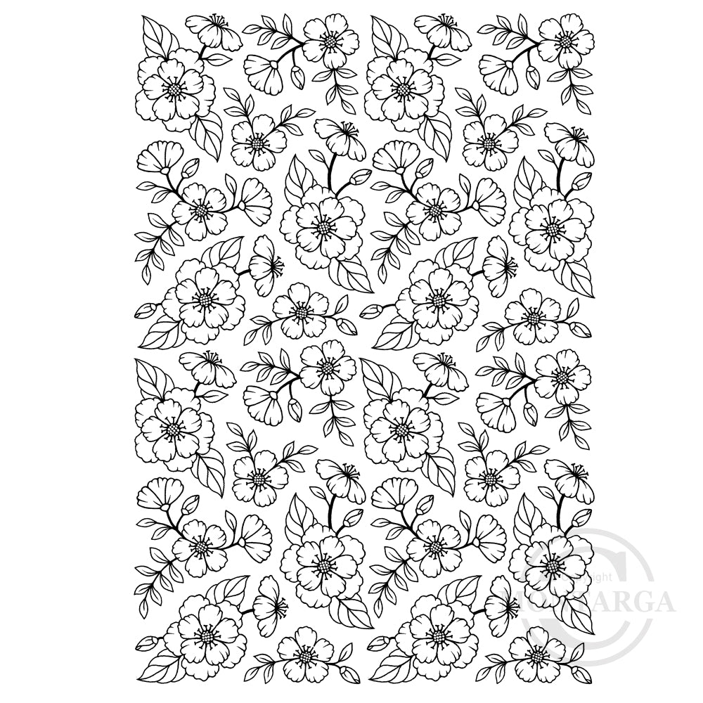 3459 I or L - Flower Background Rubber Stamp
