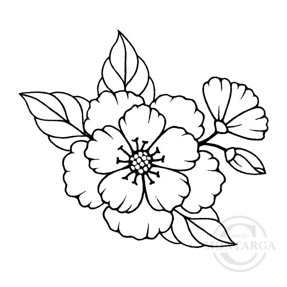 3460 G - Blossom Flower Rubber Stamp