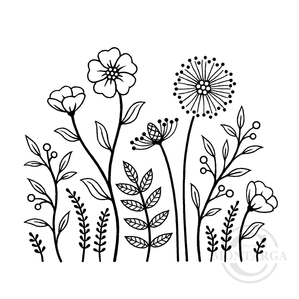 3464 G - Flower Patch Rubber Stamp