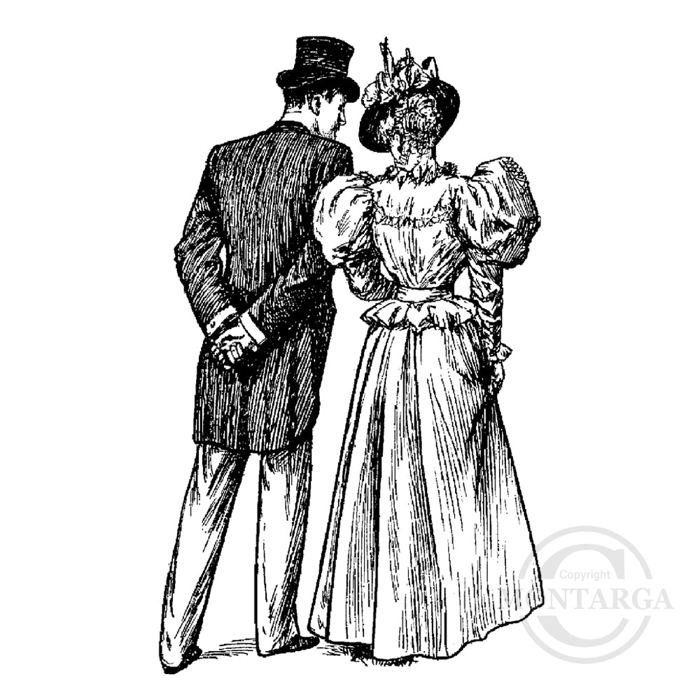 3505 G - Vintage Couple Rubber Stamp