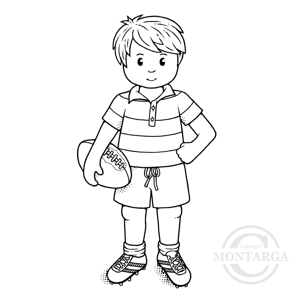 3537 GG - Rugby Boy Rubber Stamp