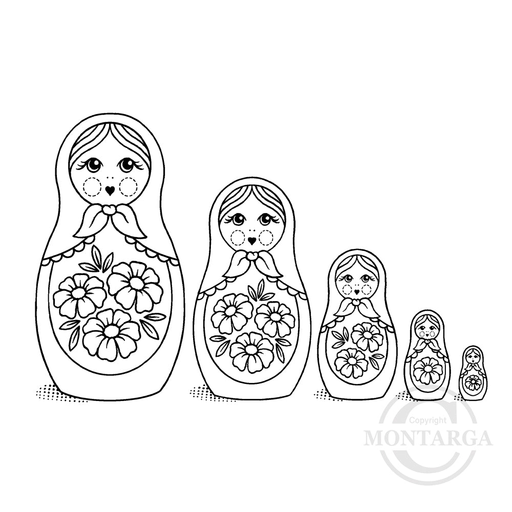 3540 GG - Nesting Russian Dolls Rubber Stamp
