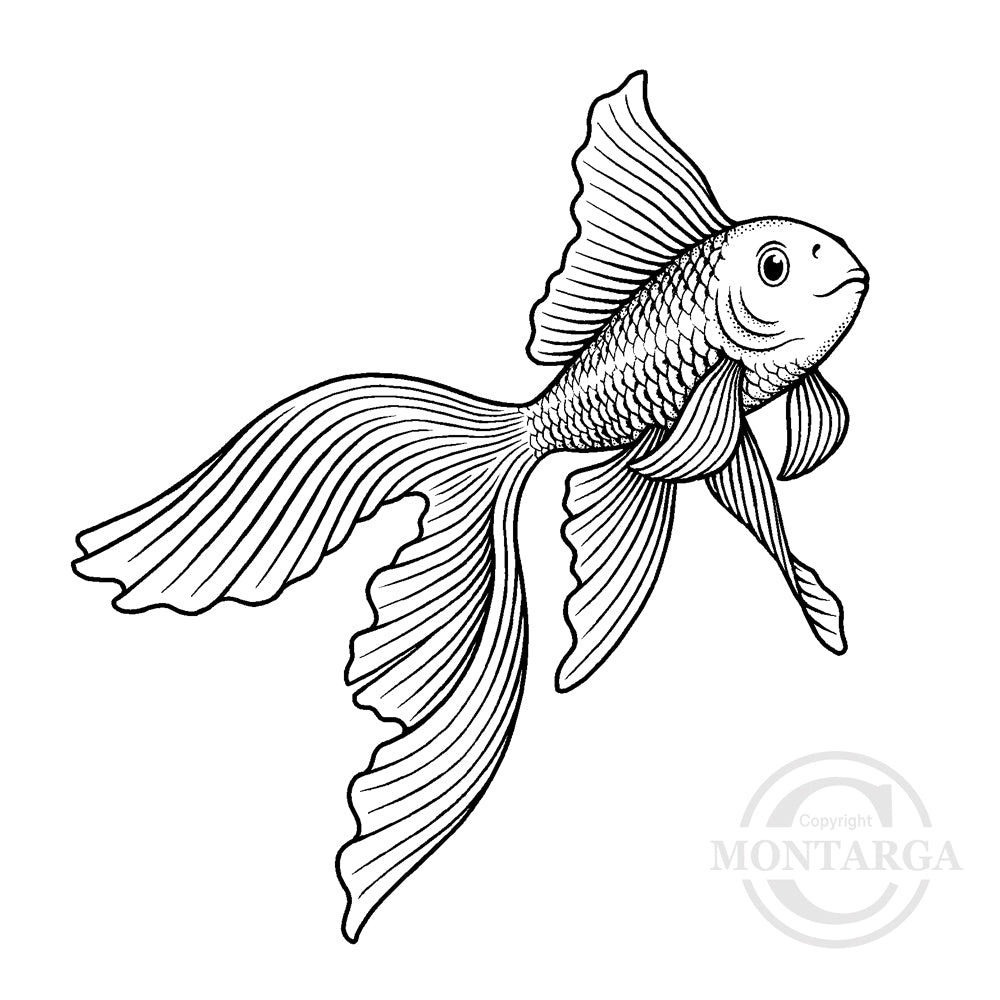 3618 G - Goldfish Fish Rubber Stamp