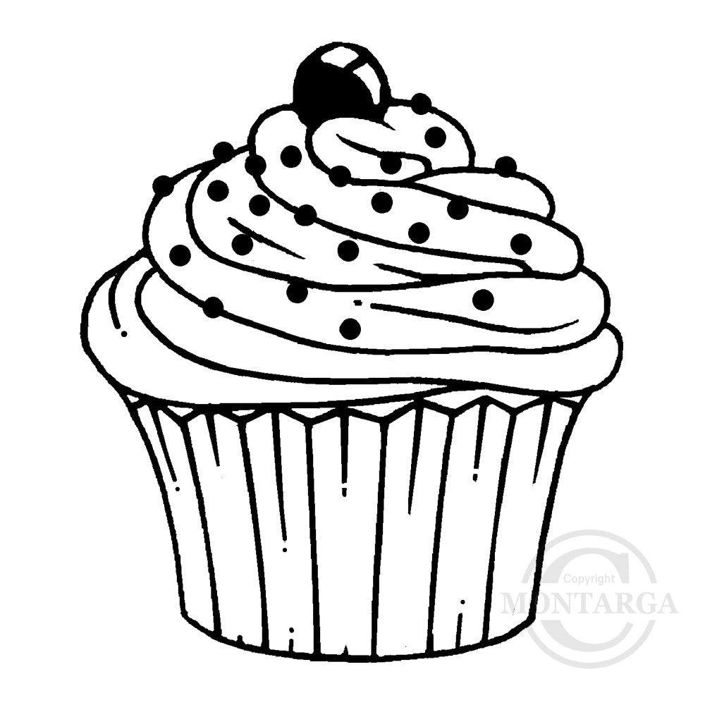 3835 C or F - Cupcake Rubber Stamp