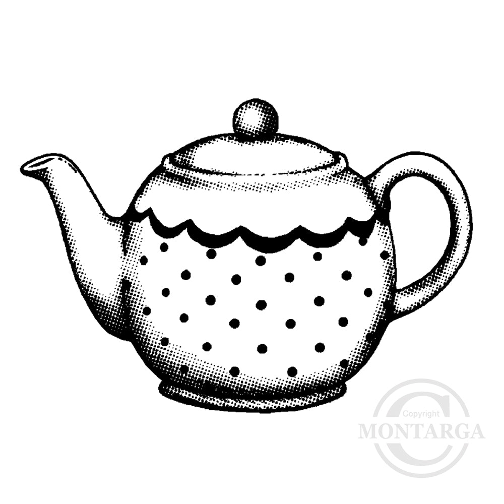 3842 D or G - Tea Pot Rubber Stamp