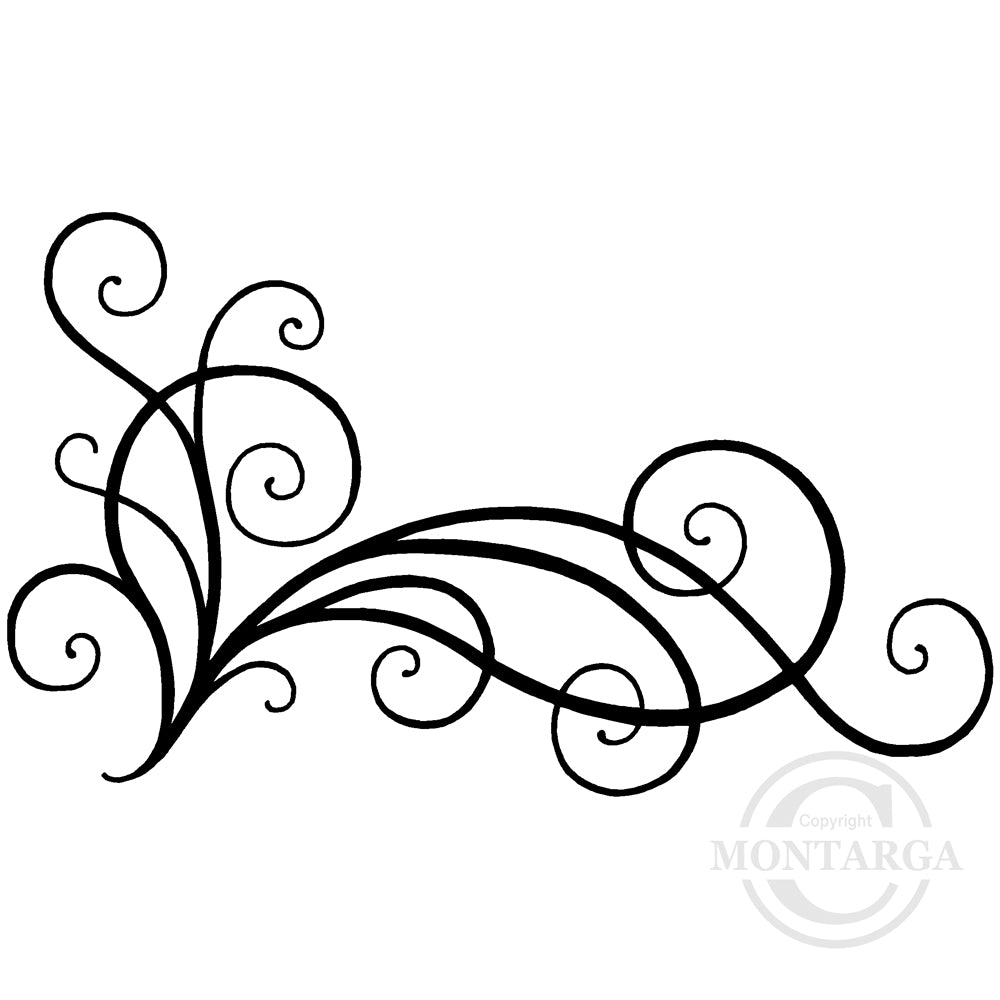 3929 GG - Large Corner Swirl Pattern Rubber Stamp