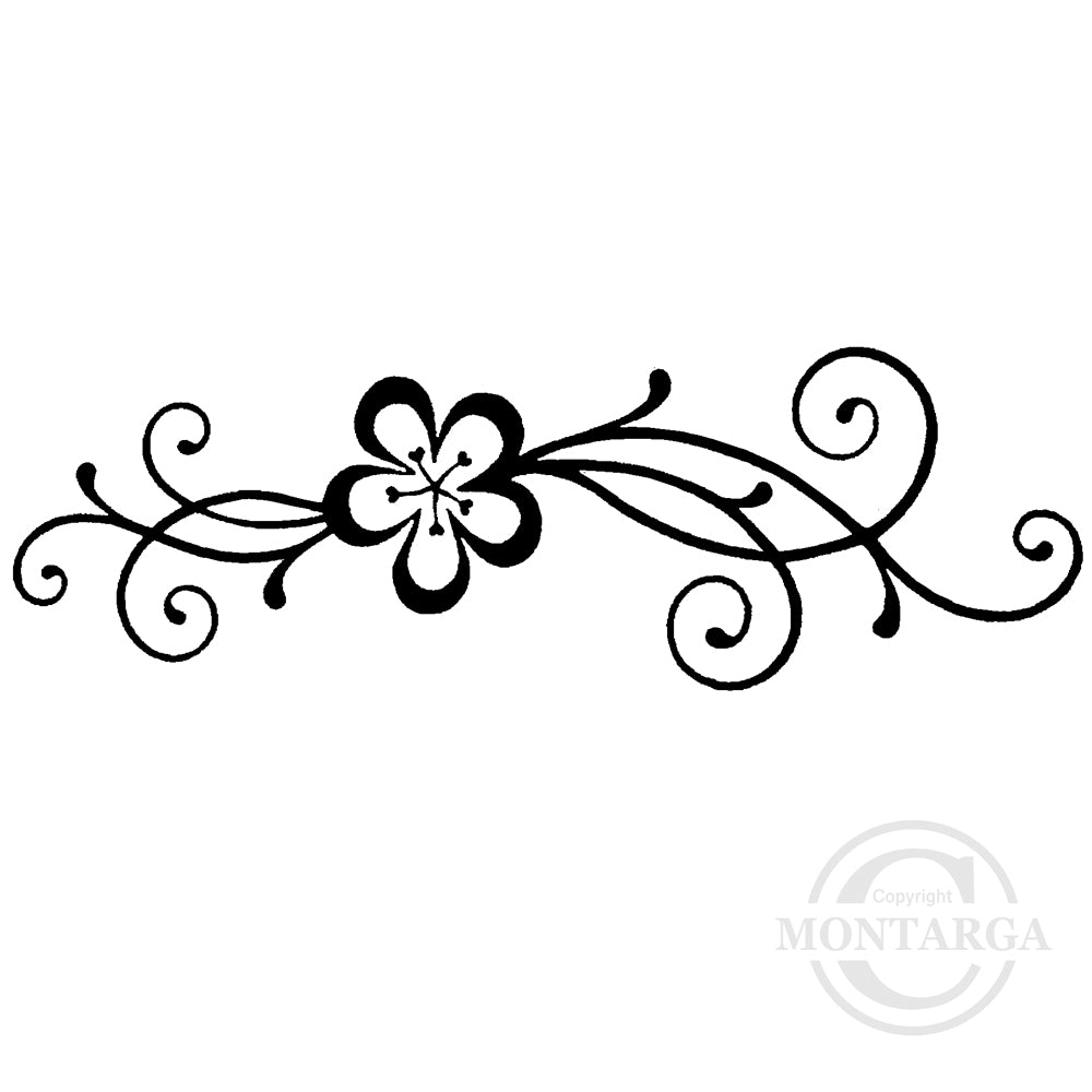 3936 FFF or FF Flower with Swirls Rubber Stamp