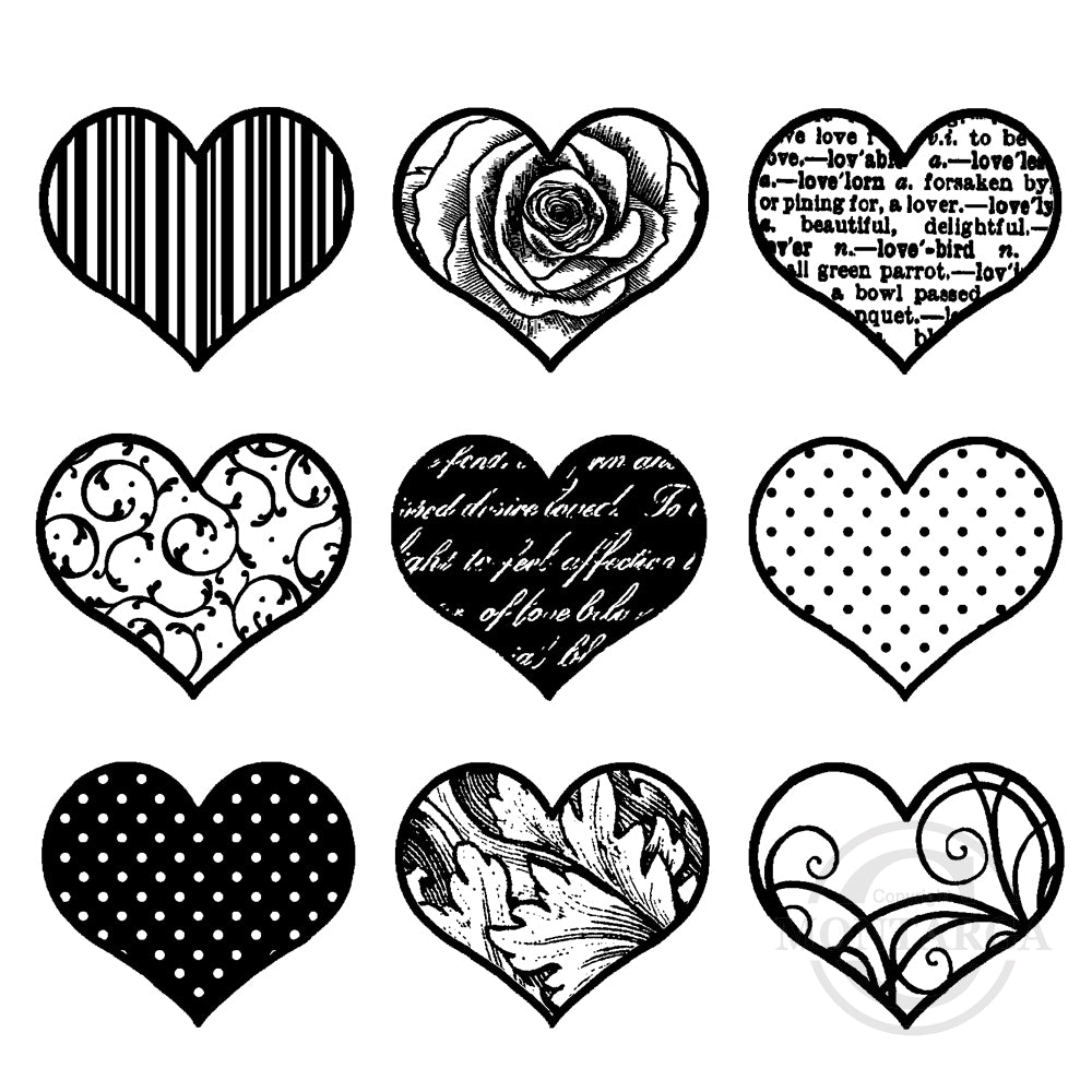 3937 G - Hearts Mosaic Rubber Stamp