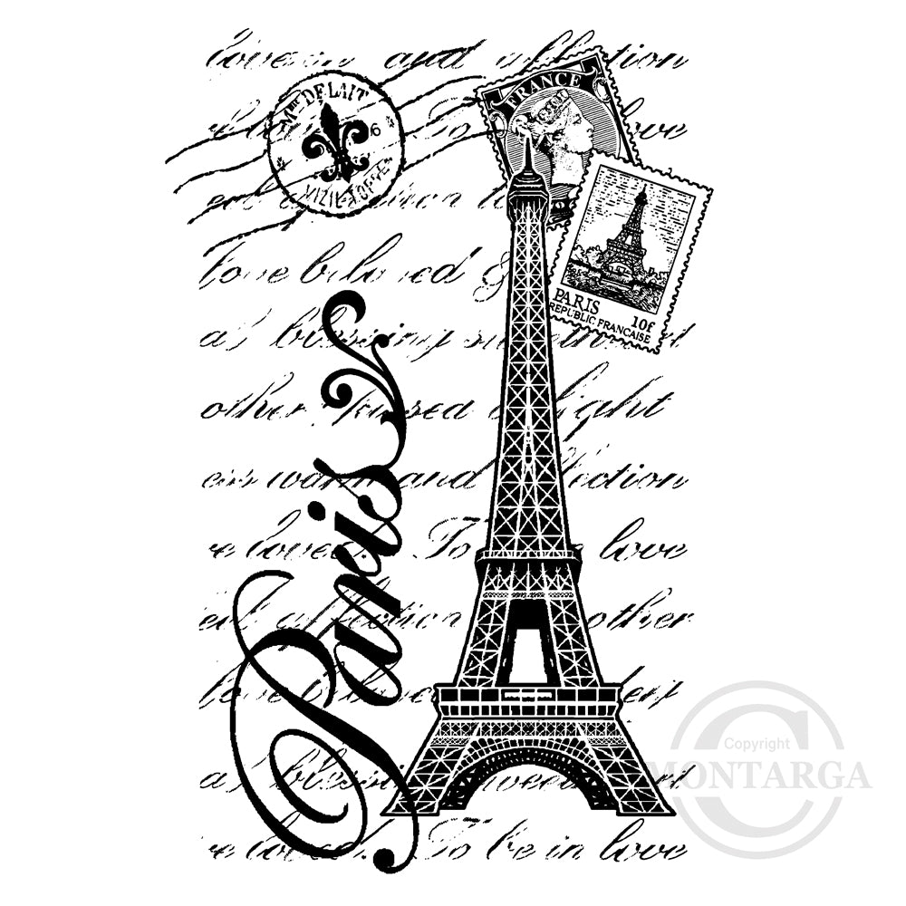 3938 GG - Paris Collage Rubber Stamp