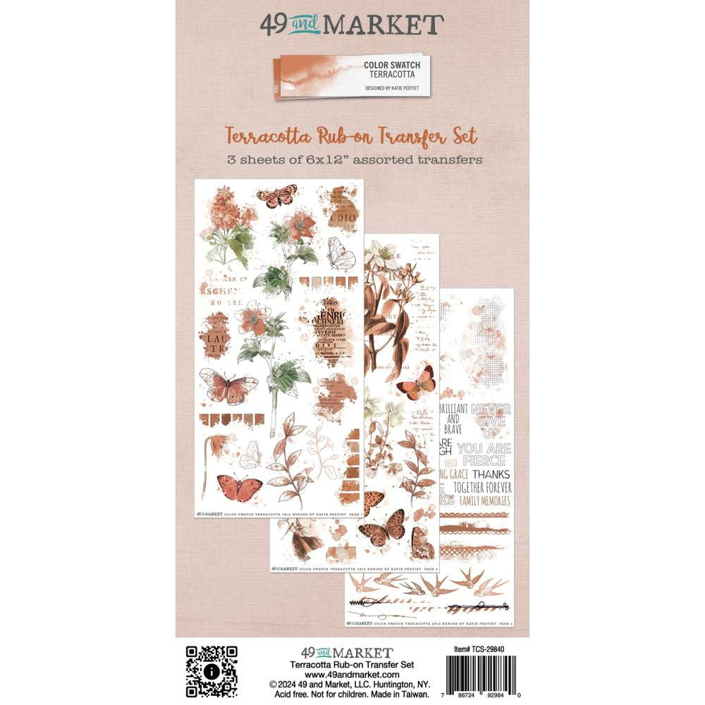 49 and Market Colour Swatch Terracotta Rub-on Transfer Set