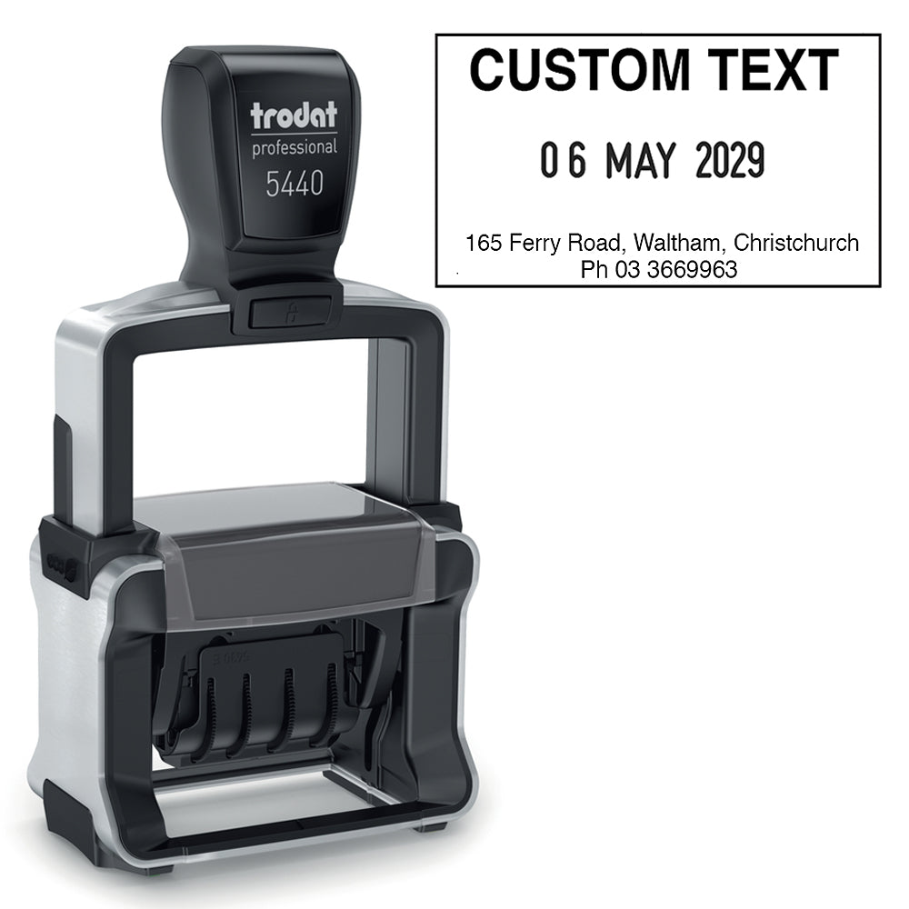 Trodat 5440 Self Inking Date Stamp - With Custom Text