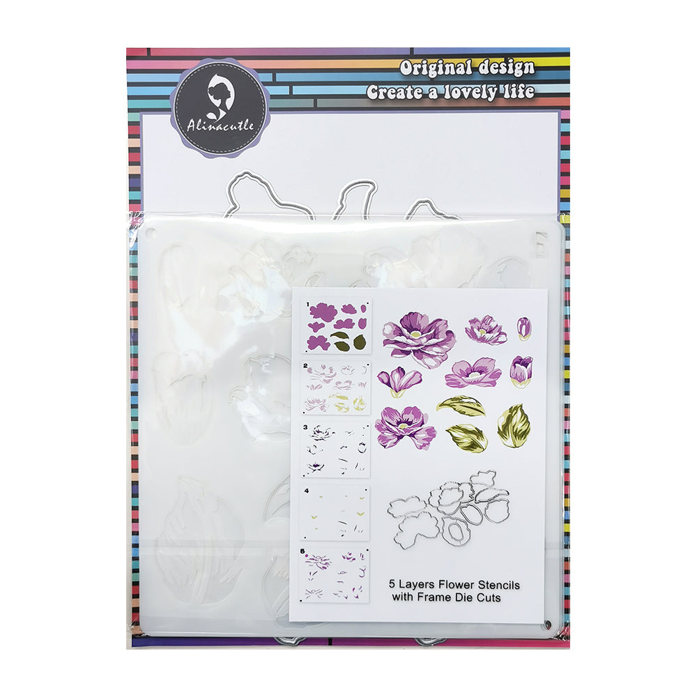Alinacutle Layering Stencil and Die Set - Floral