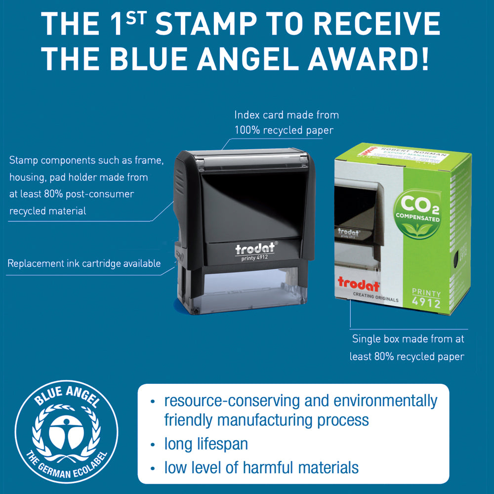 Trodat 4911 - Custom Self Inking Rubber Stamp front view recycled