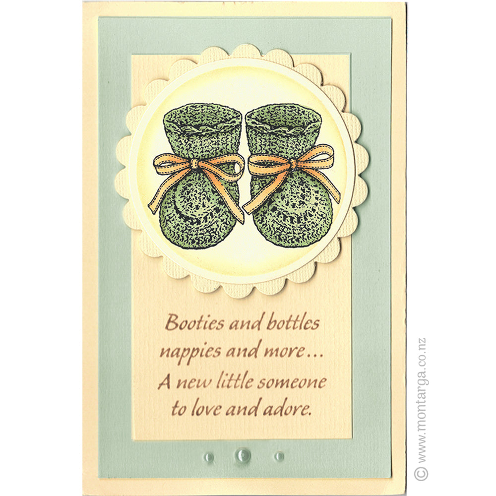 3138 E - Booties and Bottles Wording Rubber Stamp