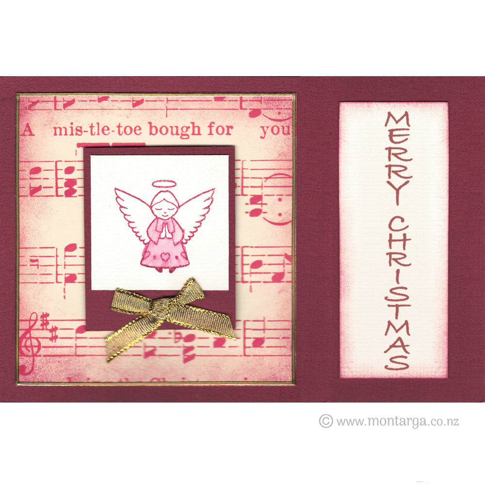 2185 BB - Vertical Merry Christmas Wording Rubber Stamp