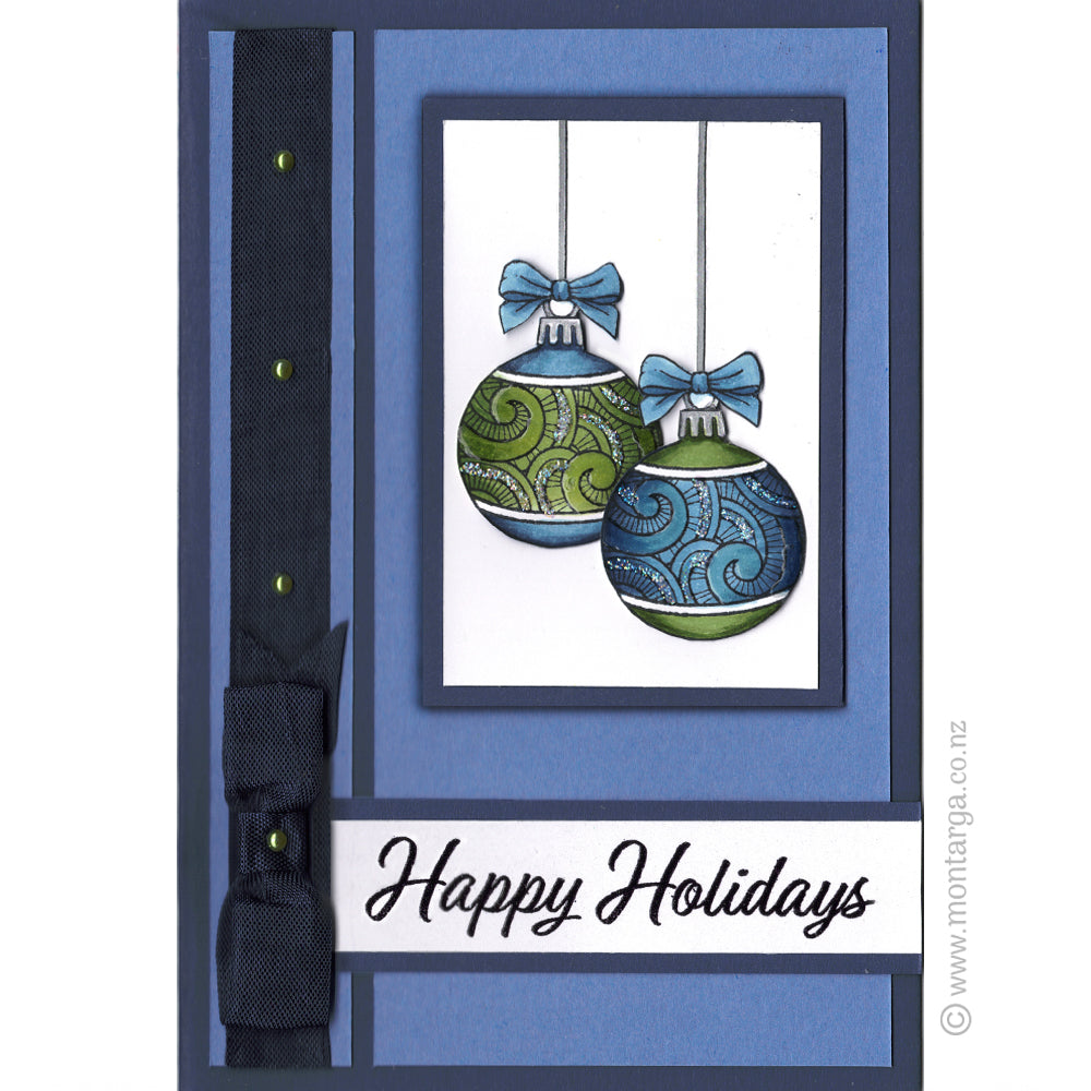 Card Sample - Christmas Baubles Blue