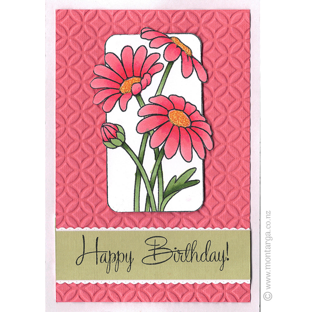 3296 GG - Daisies in Frame Rubber Stamp