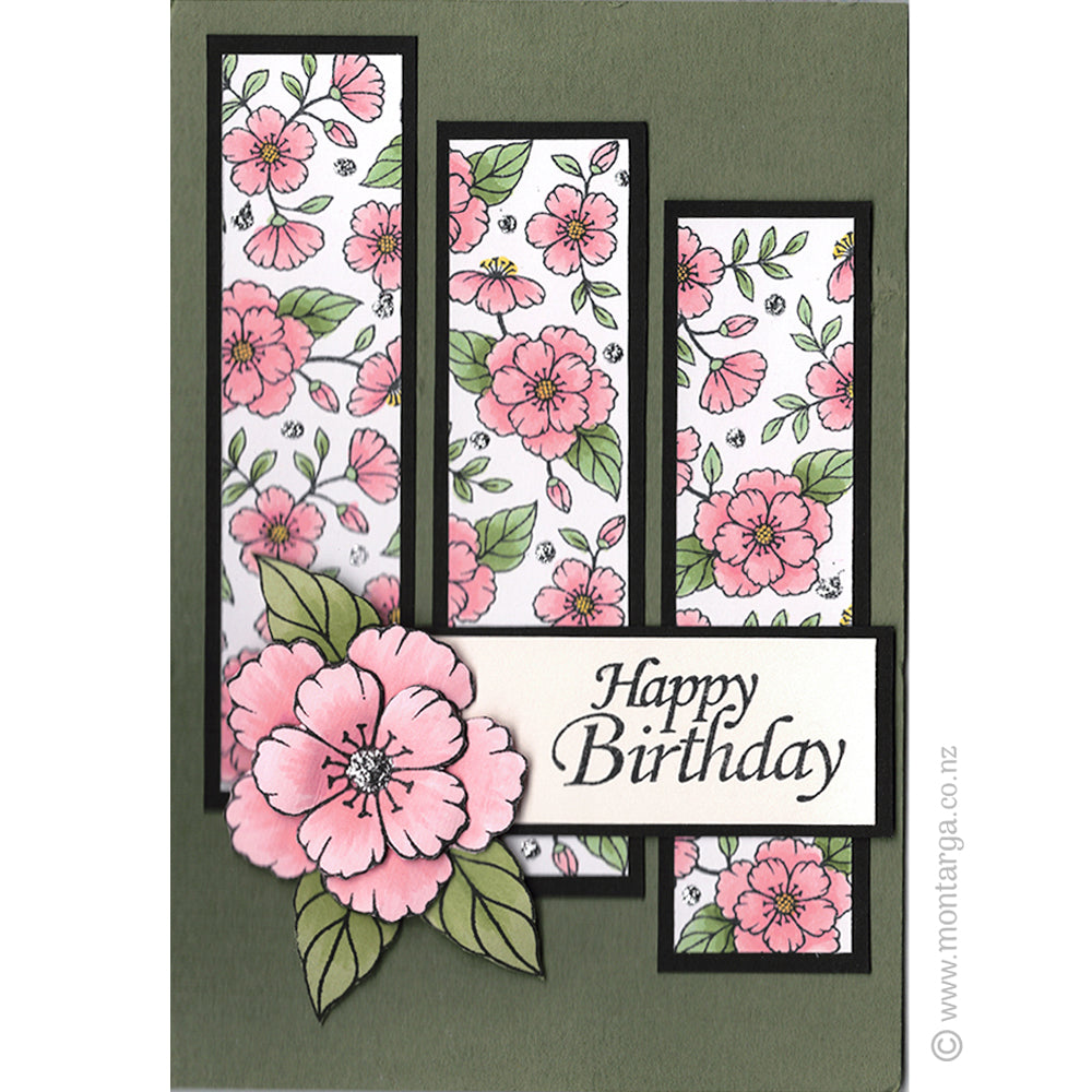 3459 I or L - Flower Background Rubber Stamp