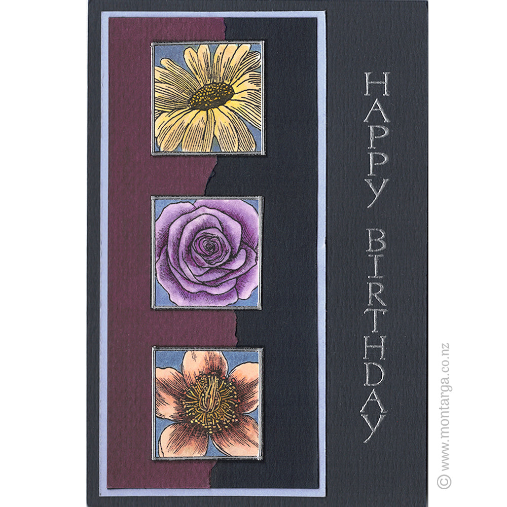 0174 BBB - Vertical Happy Birthday Wording Rubber Stamp