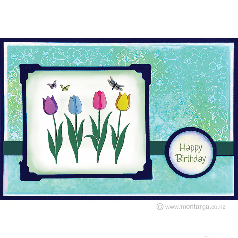 3251 F - Flower Stems Rubber Stamp