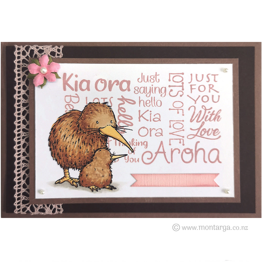 1932 C or F Kiwi with Baby Kiwi Rubber Stamp