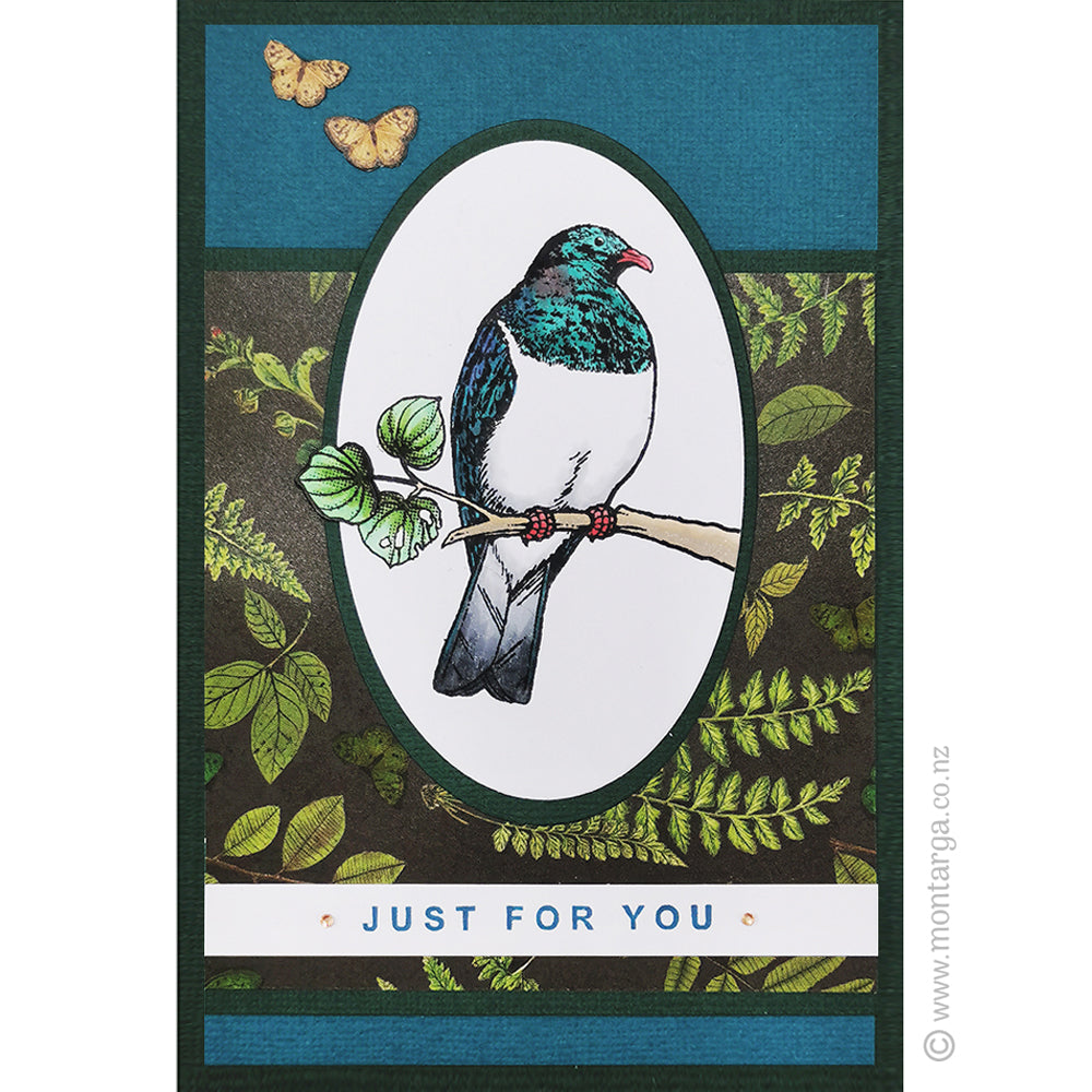 2000 G - Kererū on Kawakawa Branch Rubber Stamp