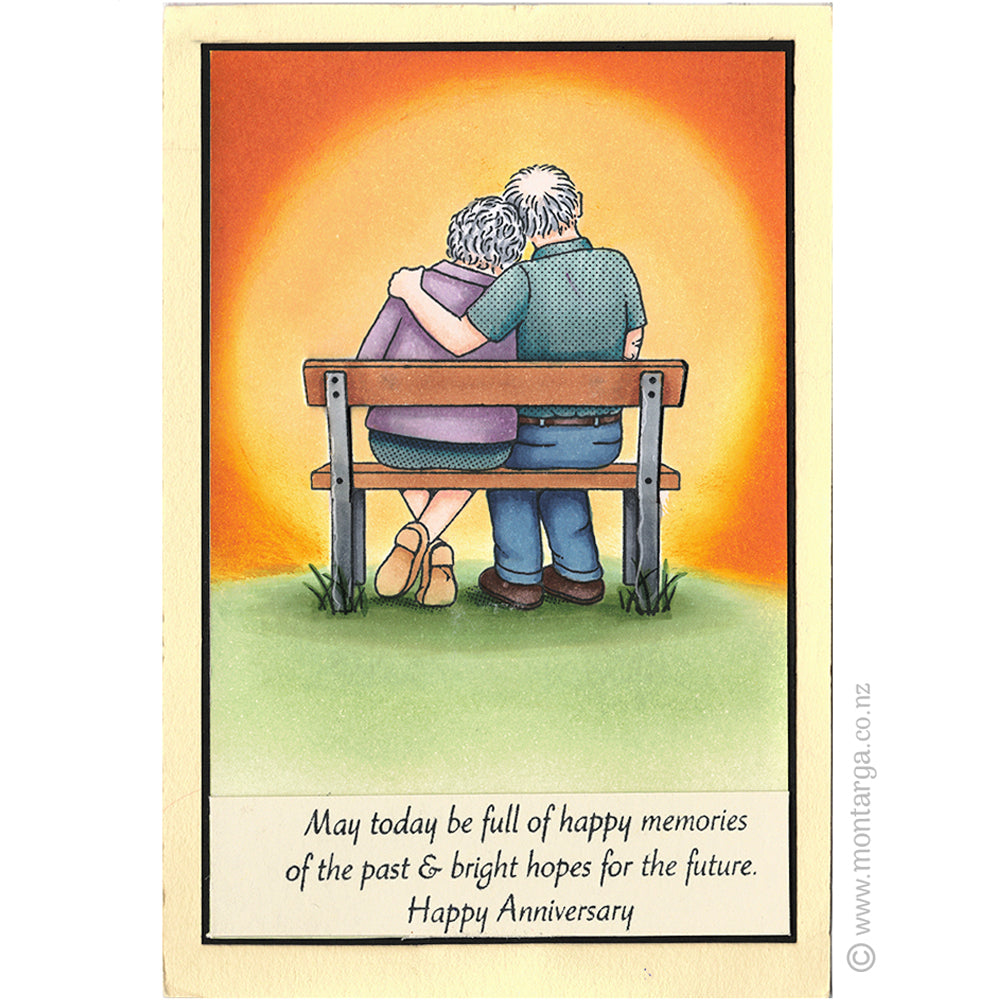 3040 BB - Happy Memories, Happy Anniversary Wording Rubber Stamp