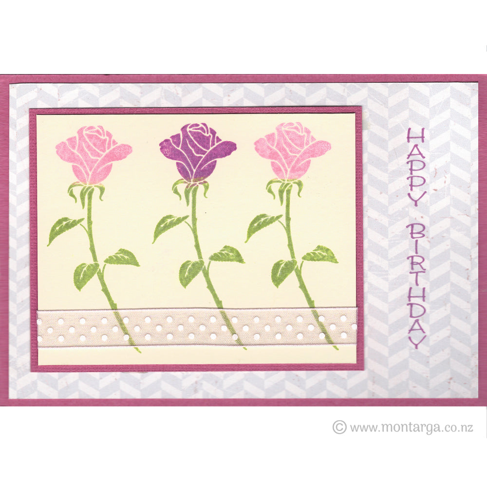 0178 BB - Vertical Happy Birthday Wording Rubber Stamp