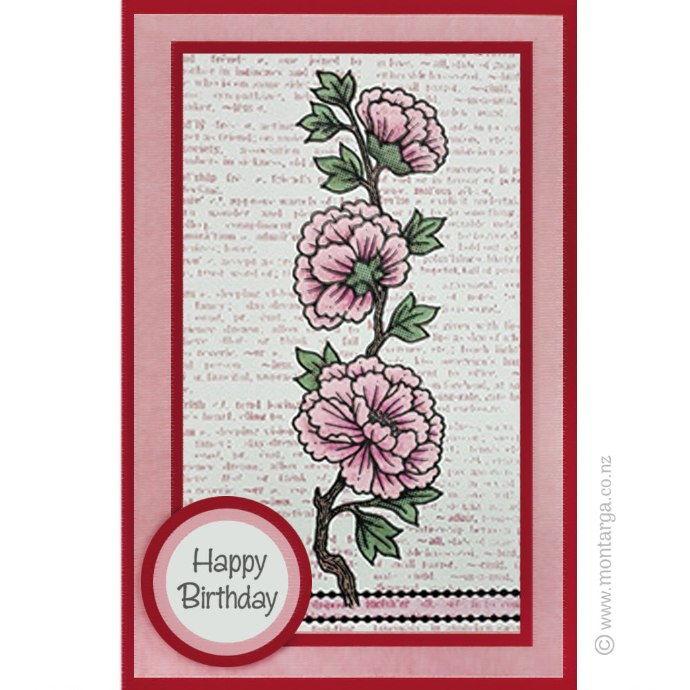 3266 FFF - Flowers On Branch Rubber Stamp
