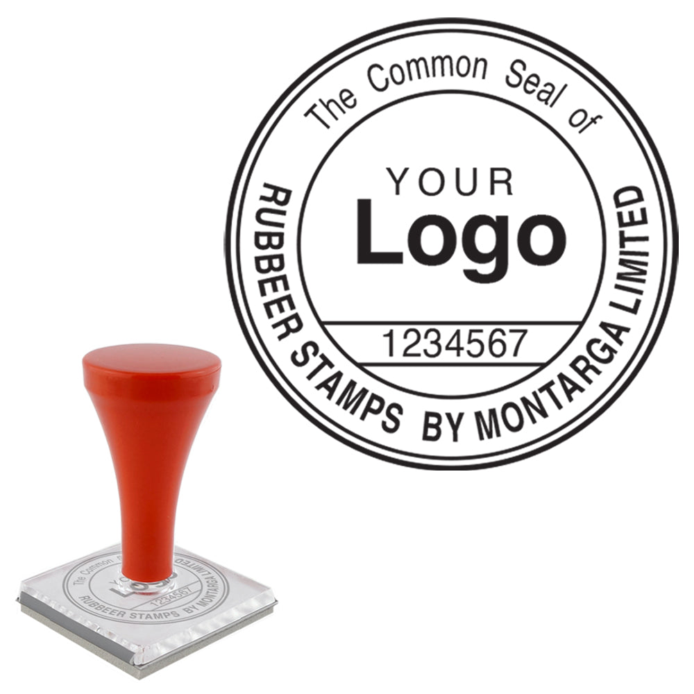 Common Seal Handle Stamp + Logo + Number - L15