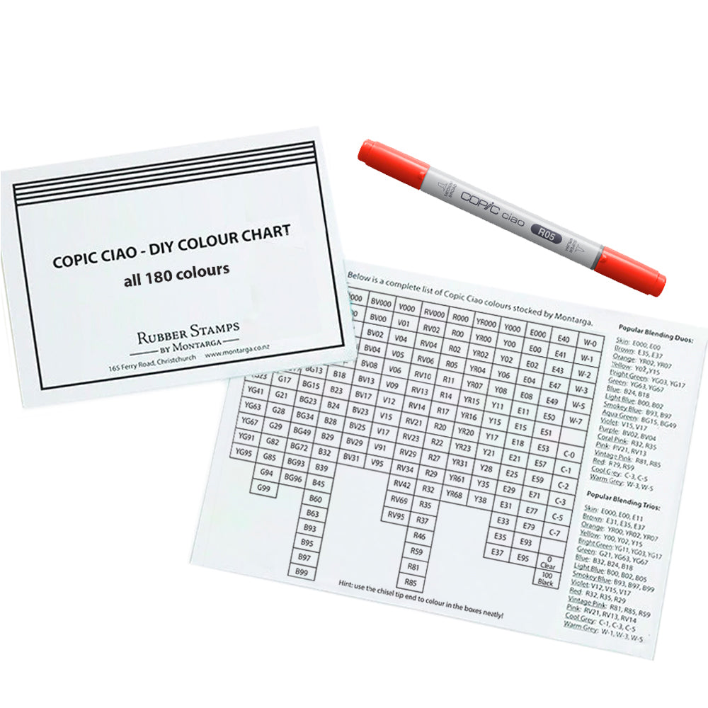 Copic Marker DIY Colour Chart Version 2