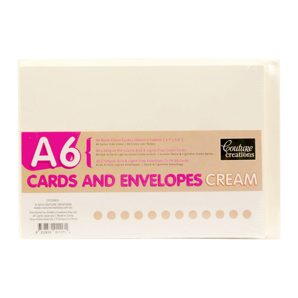 Couture Creations Cards + Envelopes Set 50pk - A6 Cream CO723931