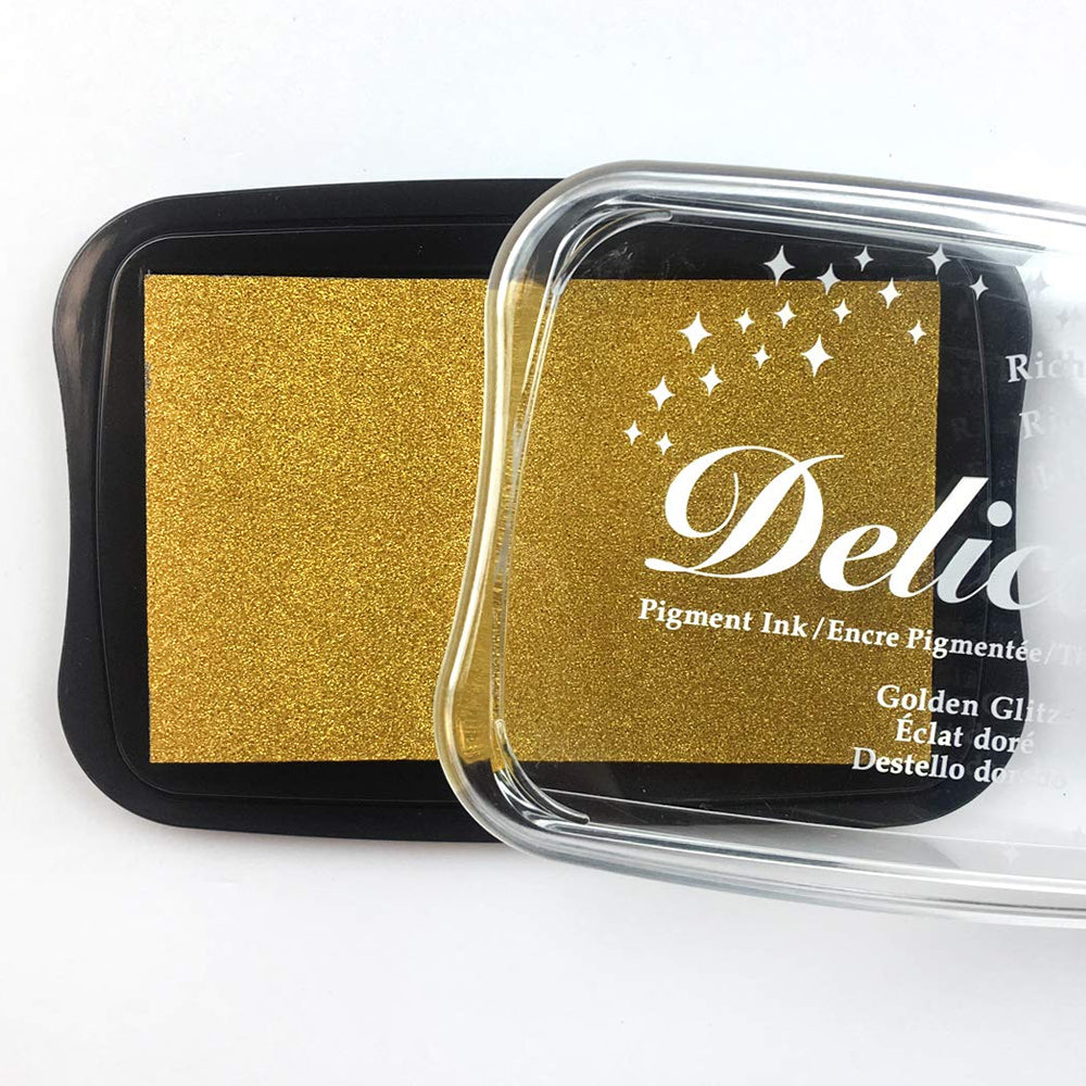 Tsukineko Delicata Pigment Ink Pad - Golden Glitz