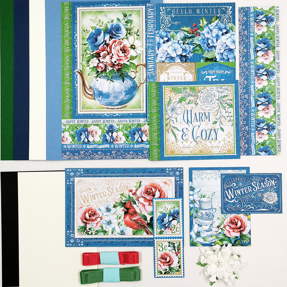 Elegant Flowers Creative Card Pack - Winter (Blue)