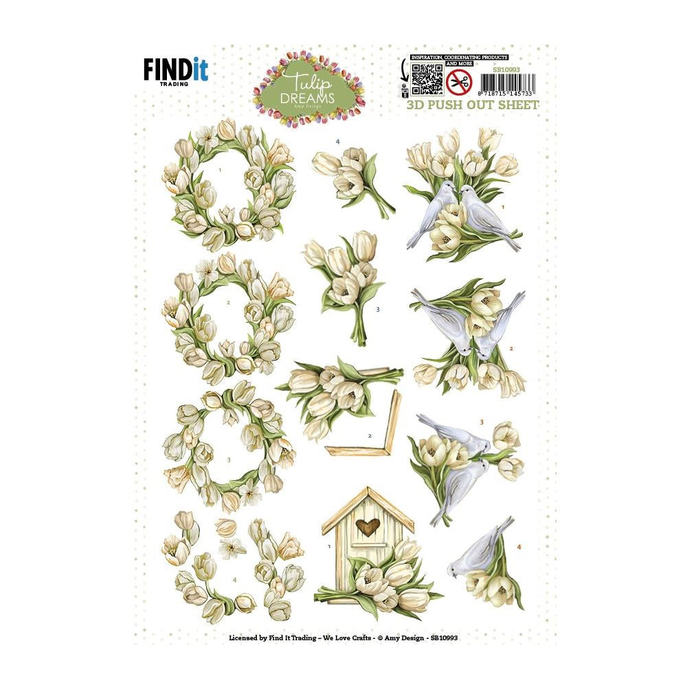 3D Push Out Sheet - Romantic Tulips - SB10993