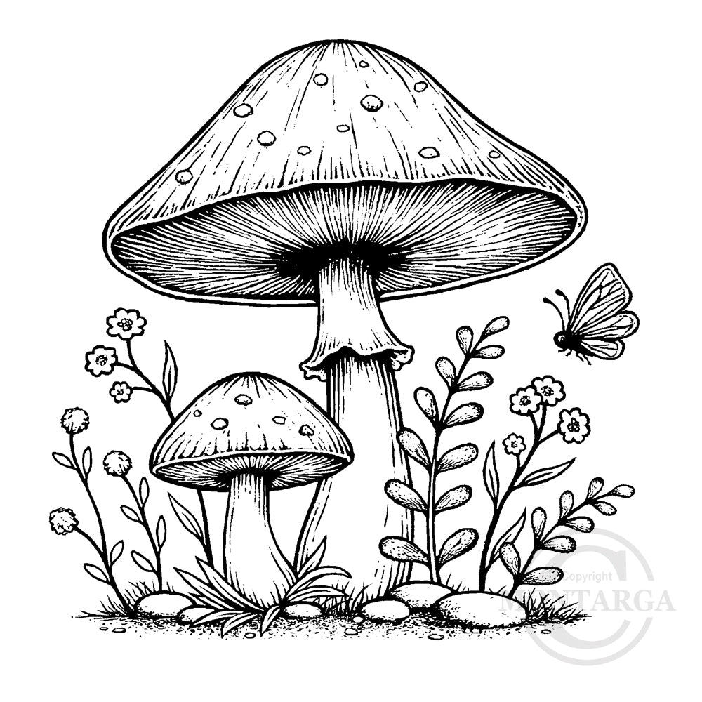 0511 H - Forest Mushroom Rubber Stamp