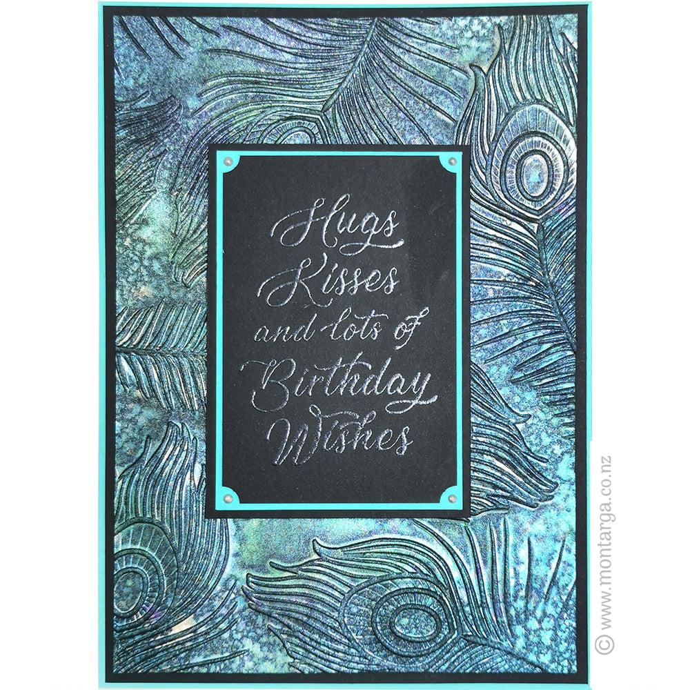Card Sample - Peacock Feathers with embossing
