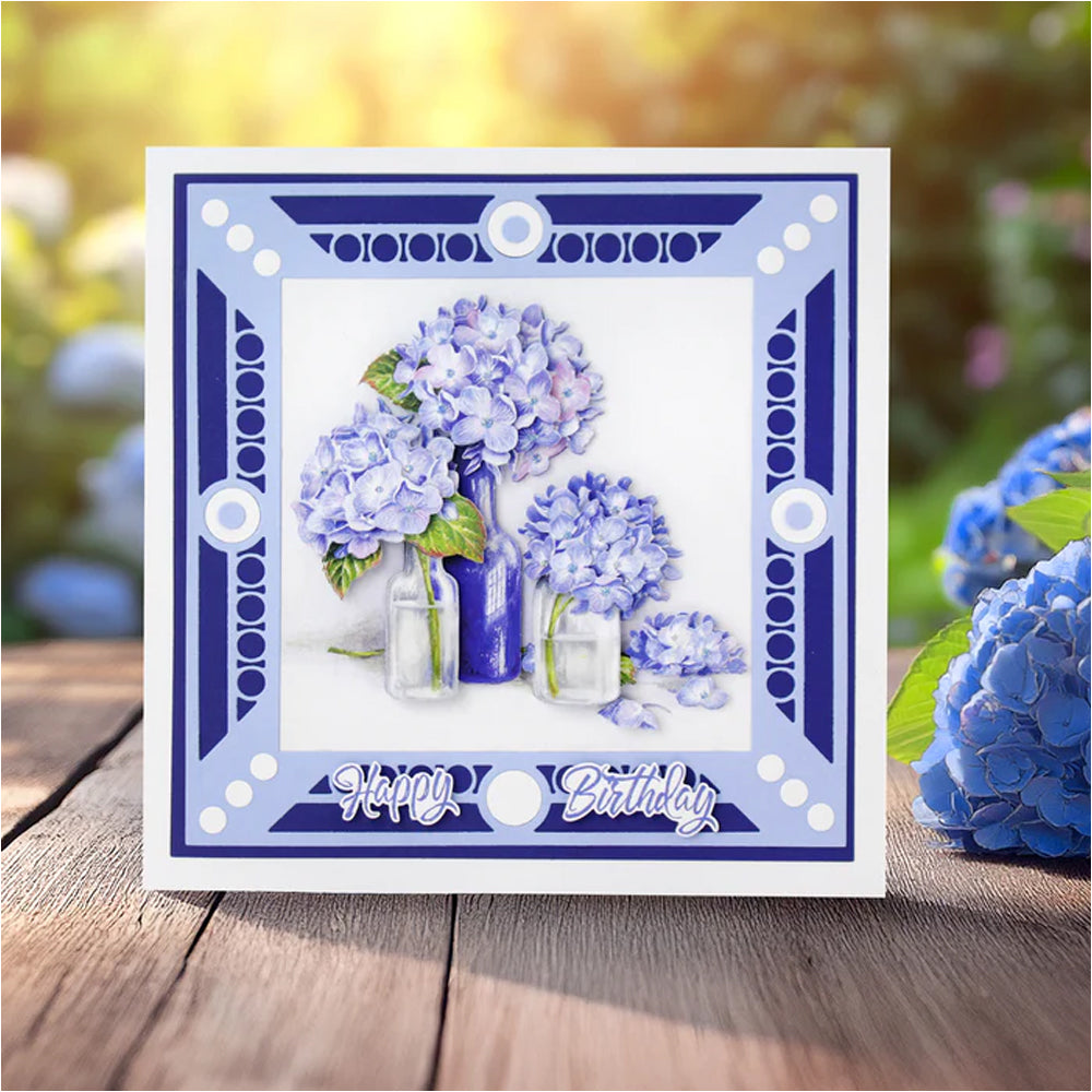 3D Push Out Sheet - Katy Sue - Blue Hydrangeas - One Sheet
