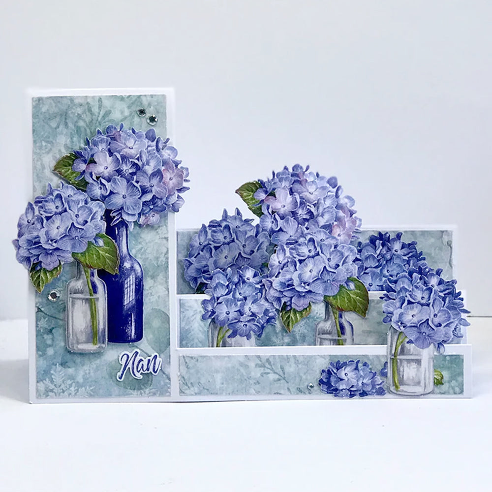 3D Push Out Sheet - Katy Sue - Blue Hydrangeas - One Sheet