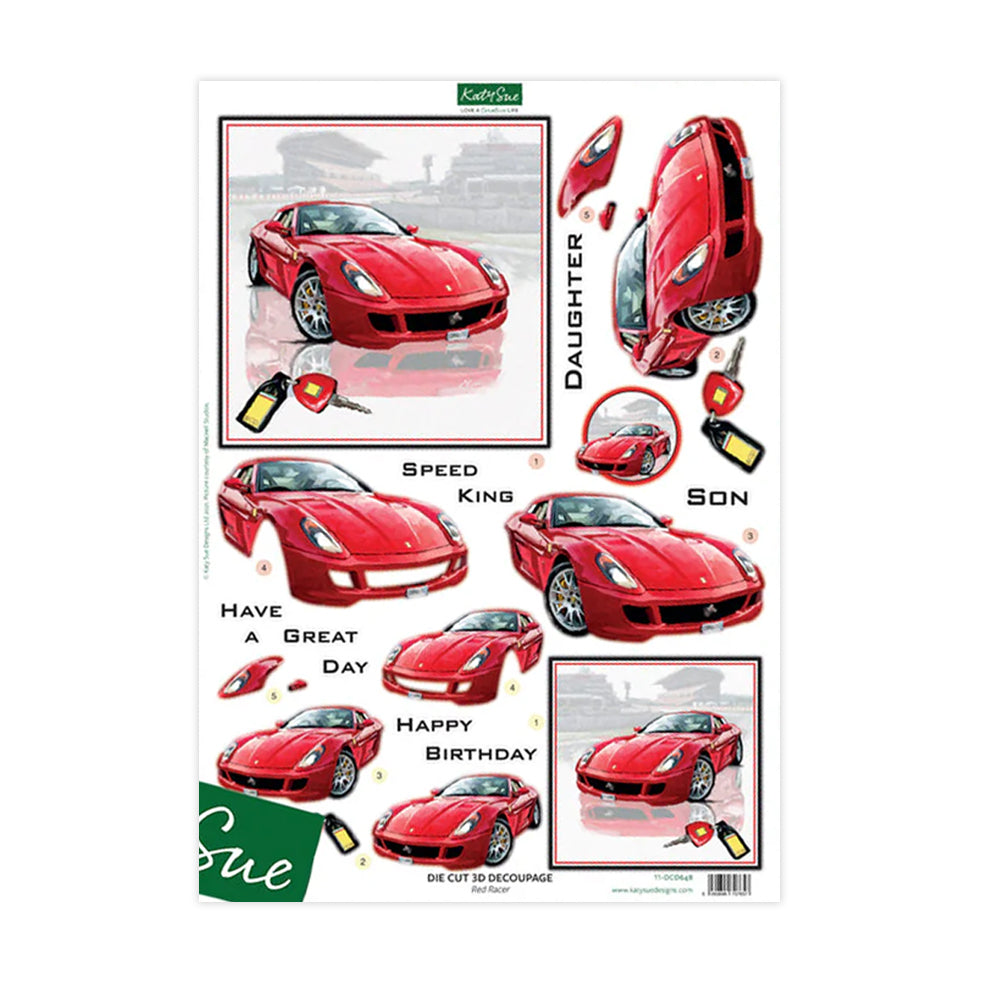 3D Push Out Sheet - Katy Sue - Red Racer - One Sheet