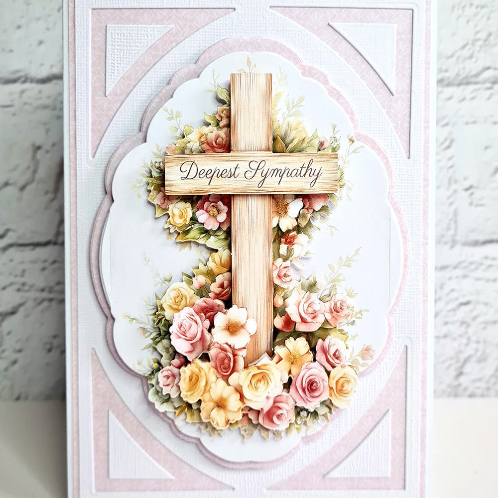 3D Push Out Sheet - Katy Sue - Wooden Cross & Roses - One Sheet