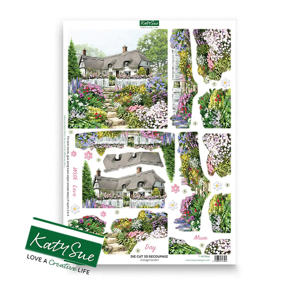 3D Push Out Sheet - Katy Sue - Cottage Garden - One Sheet