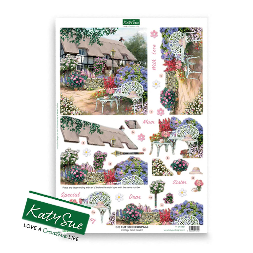 3D Push Out Sheet - Katy Sue - Cottage Patio Garden - One Sheet