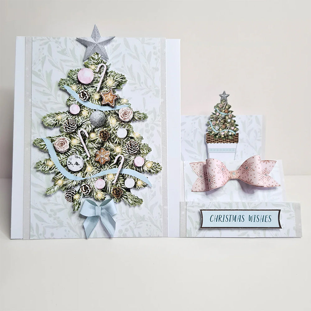 3D Push Out Sheet - Katy Sue - Poinsettia and Christmas Tree - Pastel - One Sheet