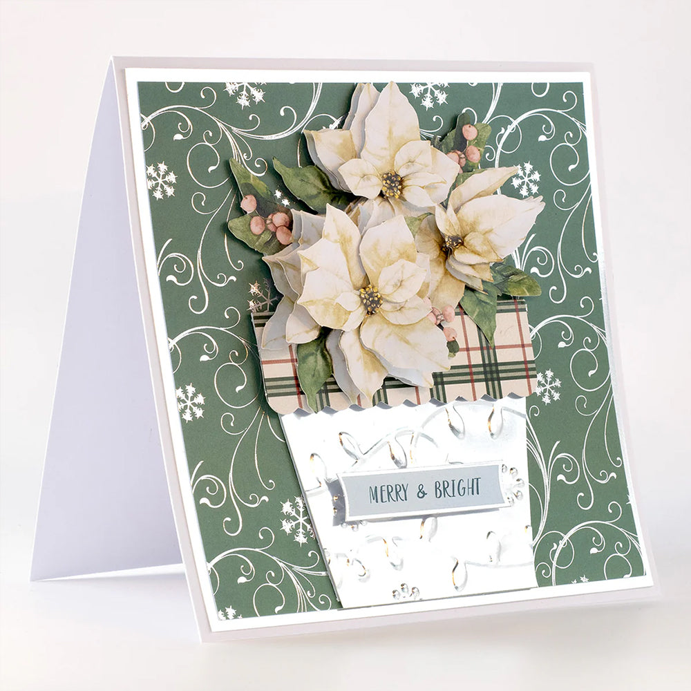 3D Push Out Sheet - Katy Sue - Poinsettia and Christmas Tree - Pastel - One Sheet