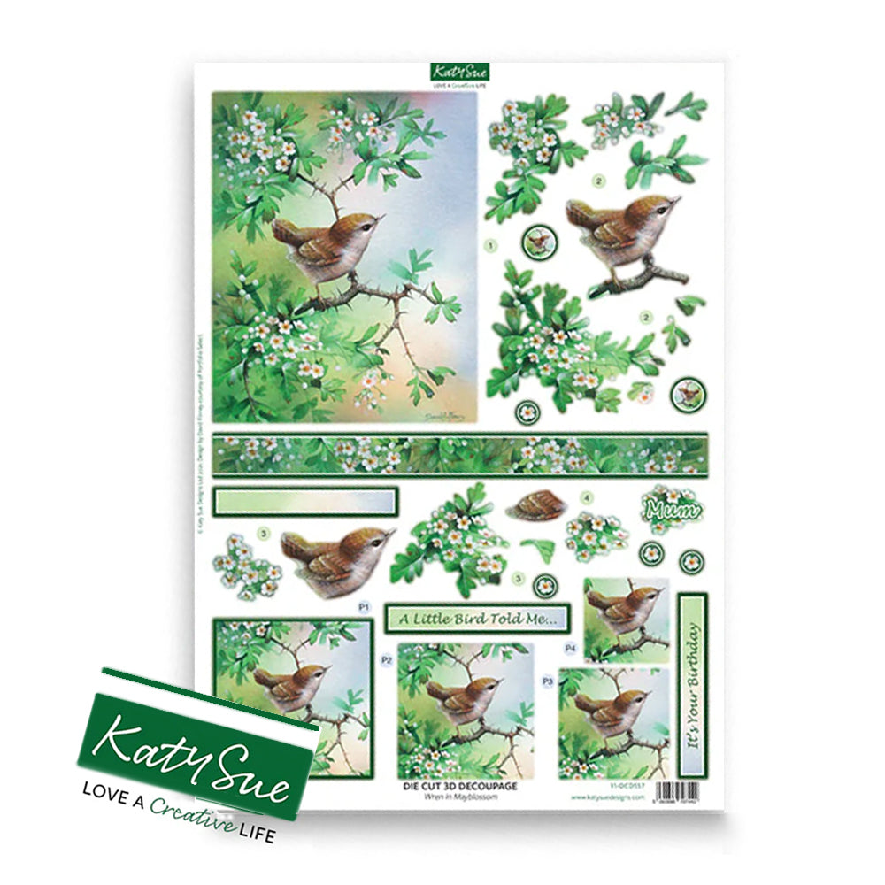 3D Push Out Sheet - Katy Sue - Wren in Mayblossom - One Sheet